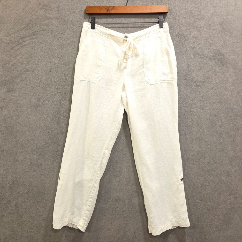 Merona White Drawstring Linen-Blend Joggers